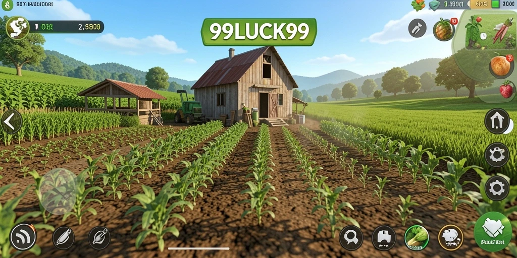 Tampilan gameplay <strong>99LUCK99</strong> yang menunjukkan keseruan bertani.