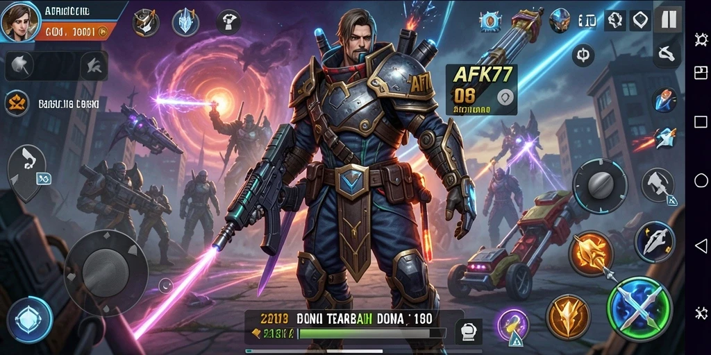 Tangkapan layar dari gameplay strategis AFK77 yang menampilkan pertempuran epik.