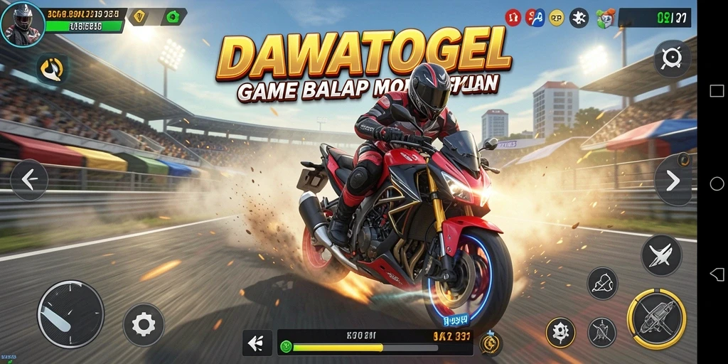 Tangkapan layar gameplay balap motor yang mendebarkan di DAWATOGEL.