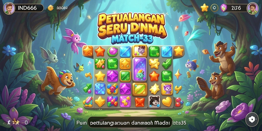 Screenshot menunjukkan gameplay seru dari IND666 dalam genre Match-3.