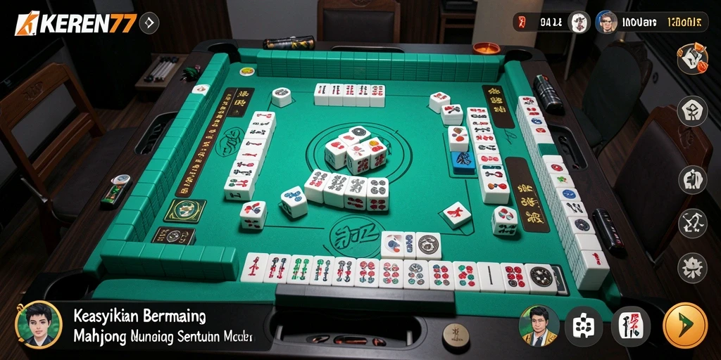 Screenshot KEREN77 menampilkan gameplay Mahjong yang seru dan interaktif.