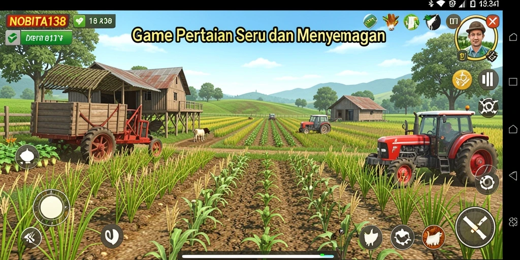 Screenshot gameplay NOBITA138 dengan aktivitas pertanian yang seru.